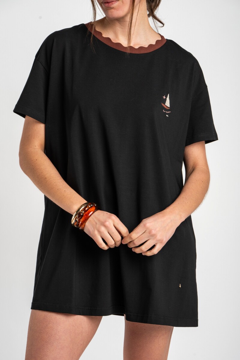 Vestido Manga Corta Negro