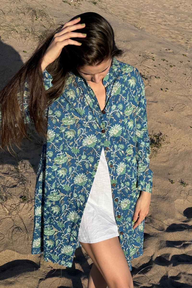Camisa Cala Block Print Azul