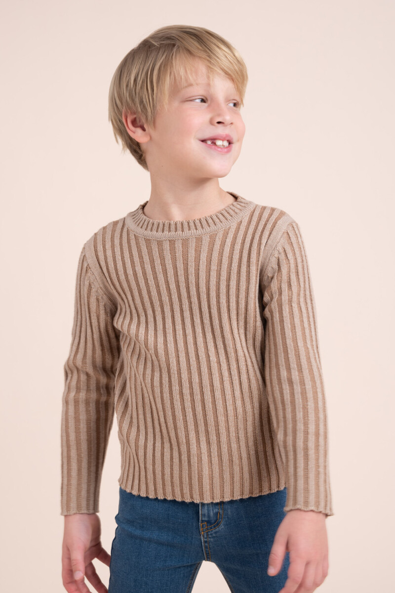 Sweater tejido liso - Beige 