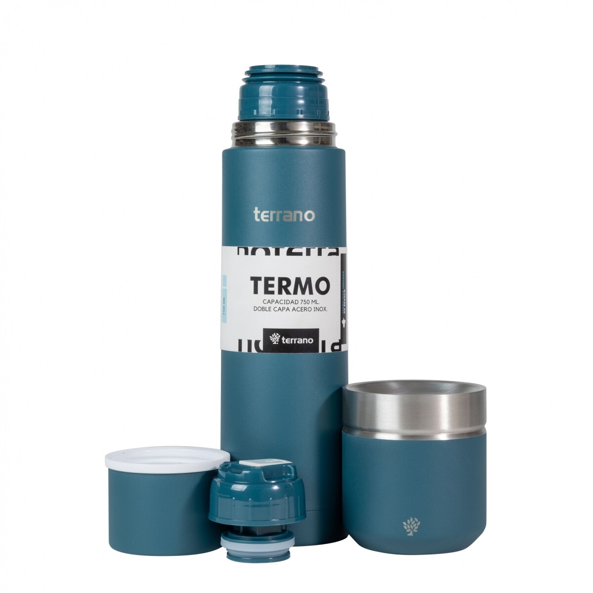 Kit Termo Acero Bala 750mL + Mate Folkie - Petróleo 