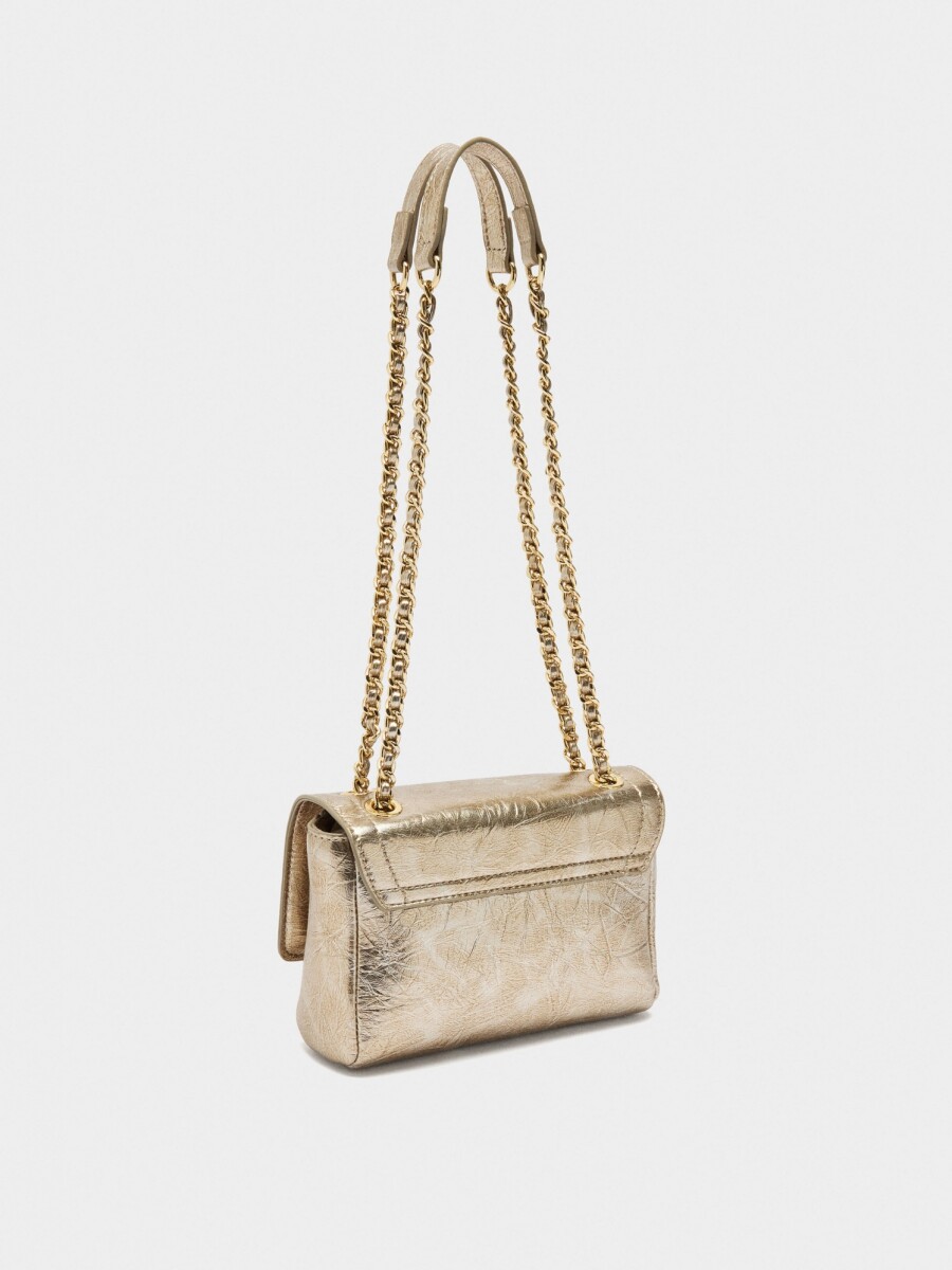 Bolso De Hombro Con Solapa dorado