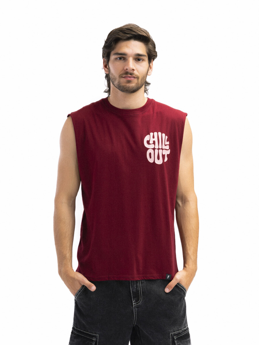 Musculosa Estampada Oversize - Bordo/ Fantasía 1 