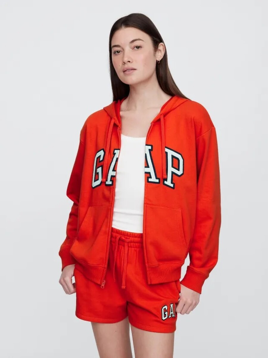 Buzo Canguro Con Cierre Logo Gap Sin Felpa Mujer - Poster Red 