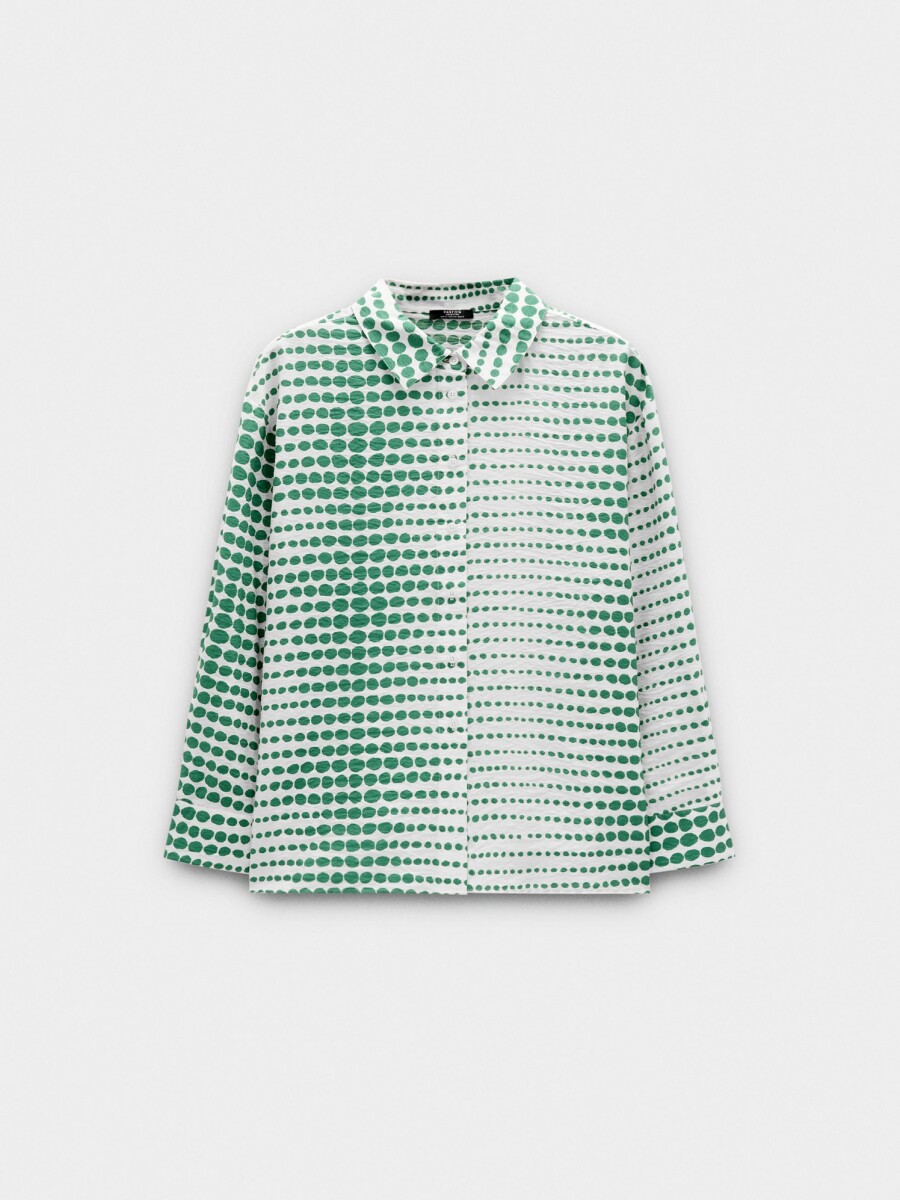Camisa Fluida Con Estampado verde