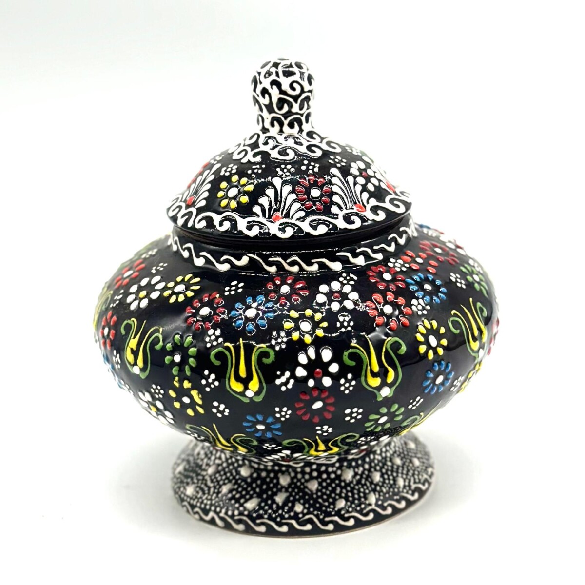 Bombonera de cerámica pintada - Negro 