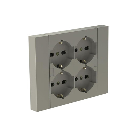 Plaqueta 4 tomas schuko plata p/caja llana M47164