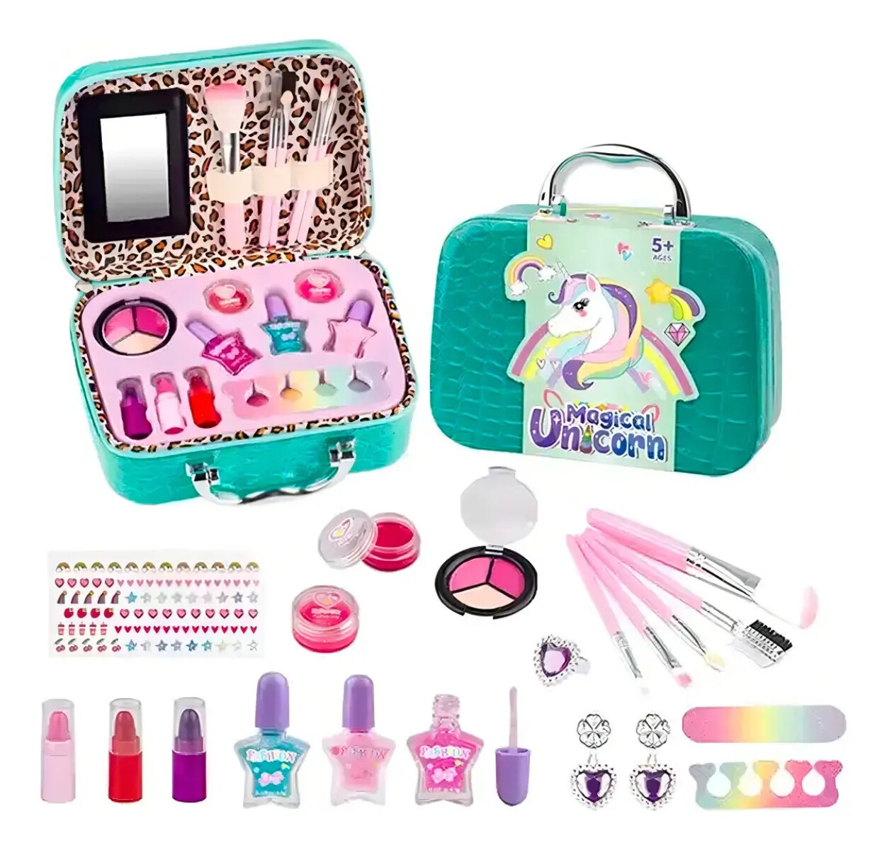 Valija de maquillajes con espejo y accesorios 