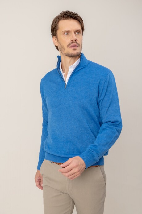 Sweater medio cierre Merino Blue