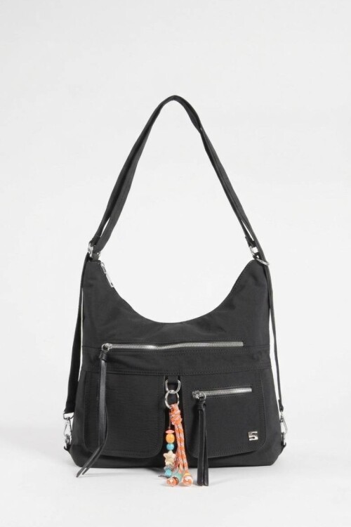 Hobo mochila con llavero removible negro