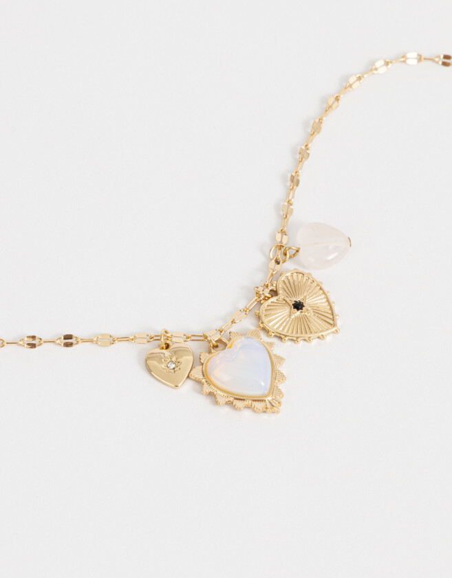Collares Largos Capsula Especial Collar Largo Multidijes Cuarzo Rosa - Dorado