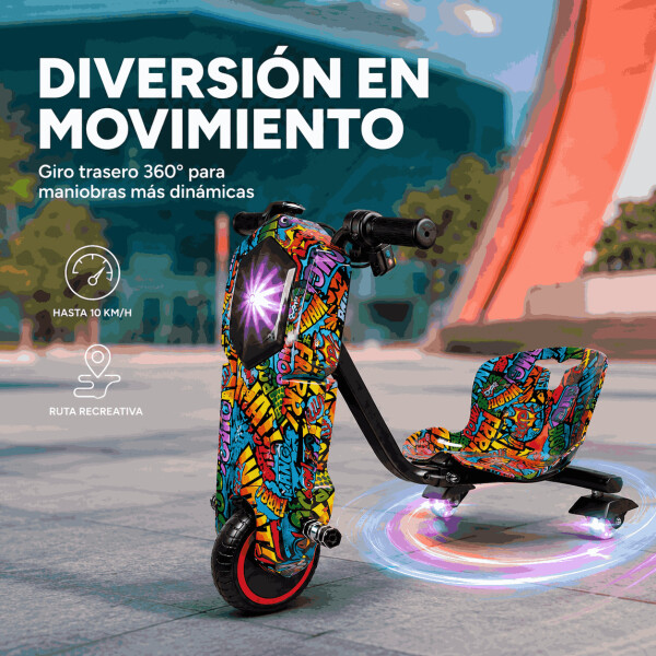 Triciclo Eléctrico Infantil 350W con Bluetooth y Luces RGB Diseño 2