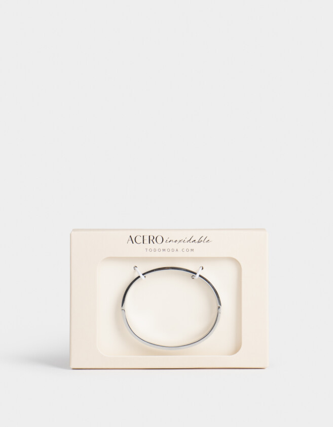 Pulseras Rígidas Acero quirúrgico Pulsera Rígida De Acero Quirúrgico - Plateado