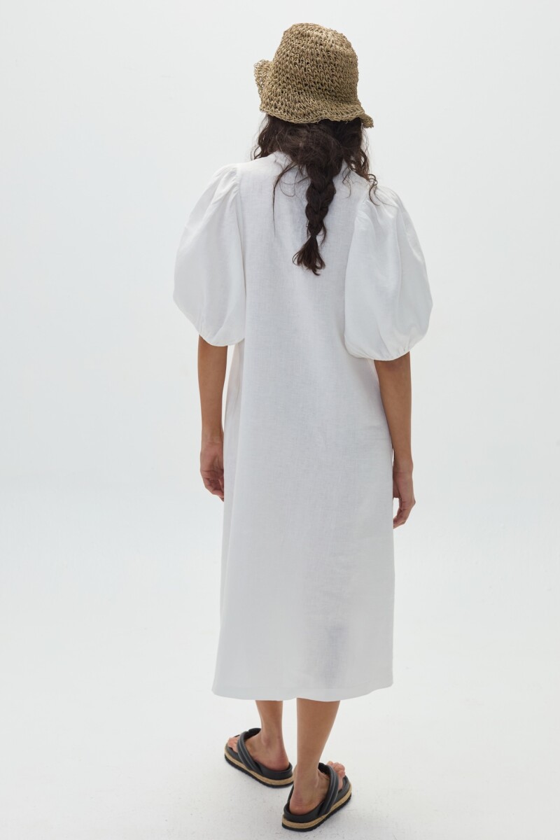 Vestido Bubble en Lino Blanco