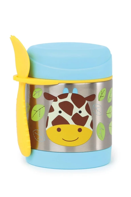 Tupper de acero inoxidable con cubierto, diseño jirafa Tupper de acero inoxidable con cubierto, diseño jirafa