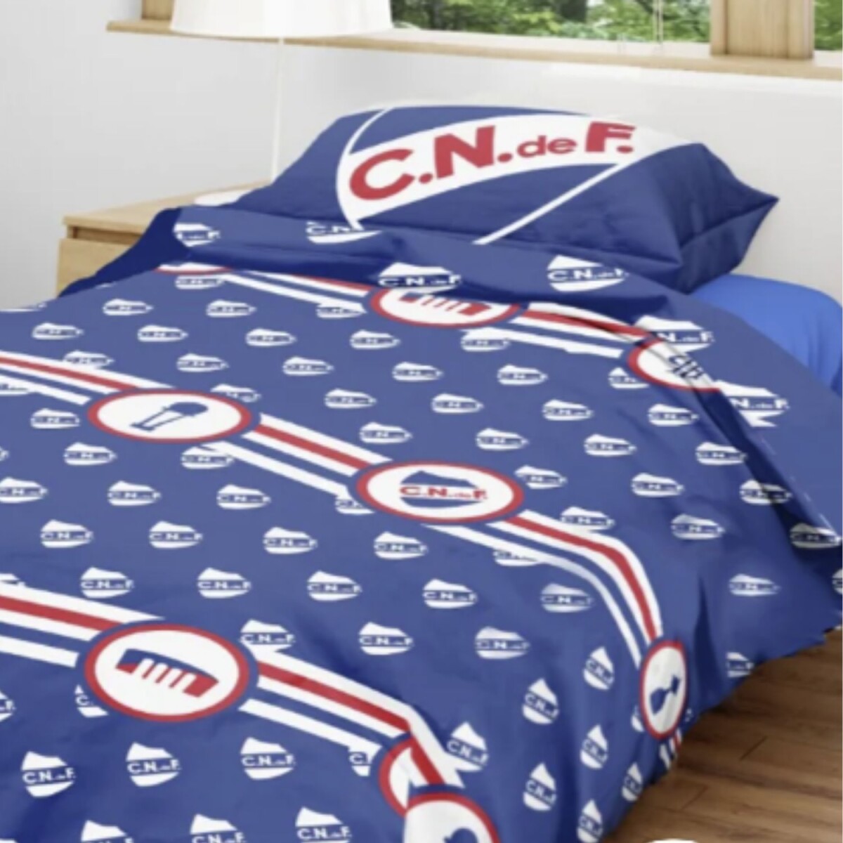 Juego de sábanas 1 plaza 240cm x 160cm Nacional o Peñarol - NACIONAL ESCUDO CHICO 
