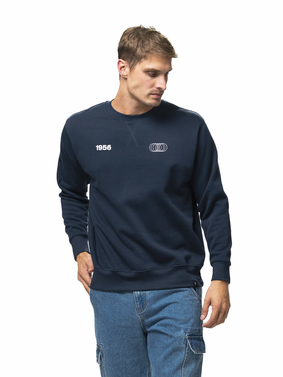 Buzo de Felpa Cuello Base Estampado Sidney - Azul Melange 