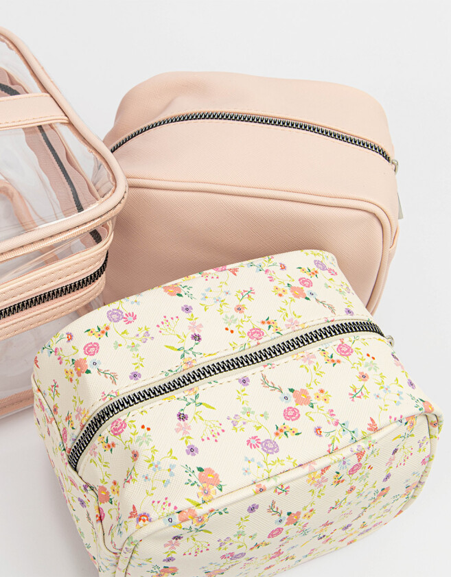 Porta Cosméticos Flores Set De Mix Estuches - Rosa Claro
