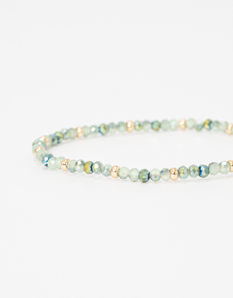 Pulseras Elásticas Color Pulsera De Beads Facetados - Verde Medio