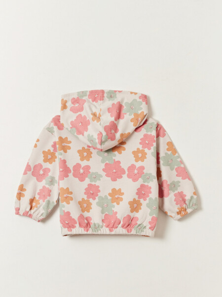 Campera deportiva Estampado Flores Crudo