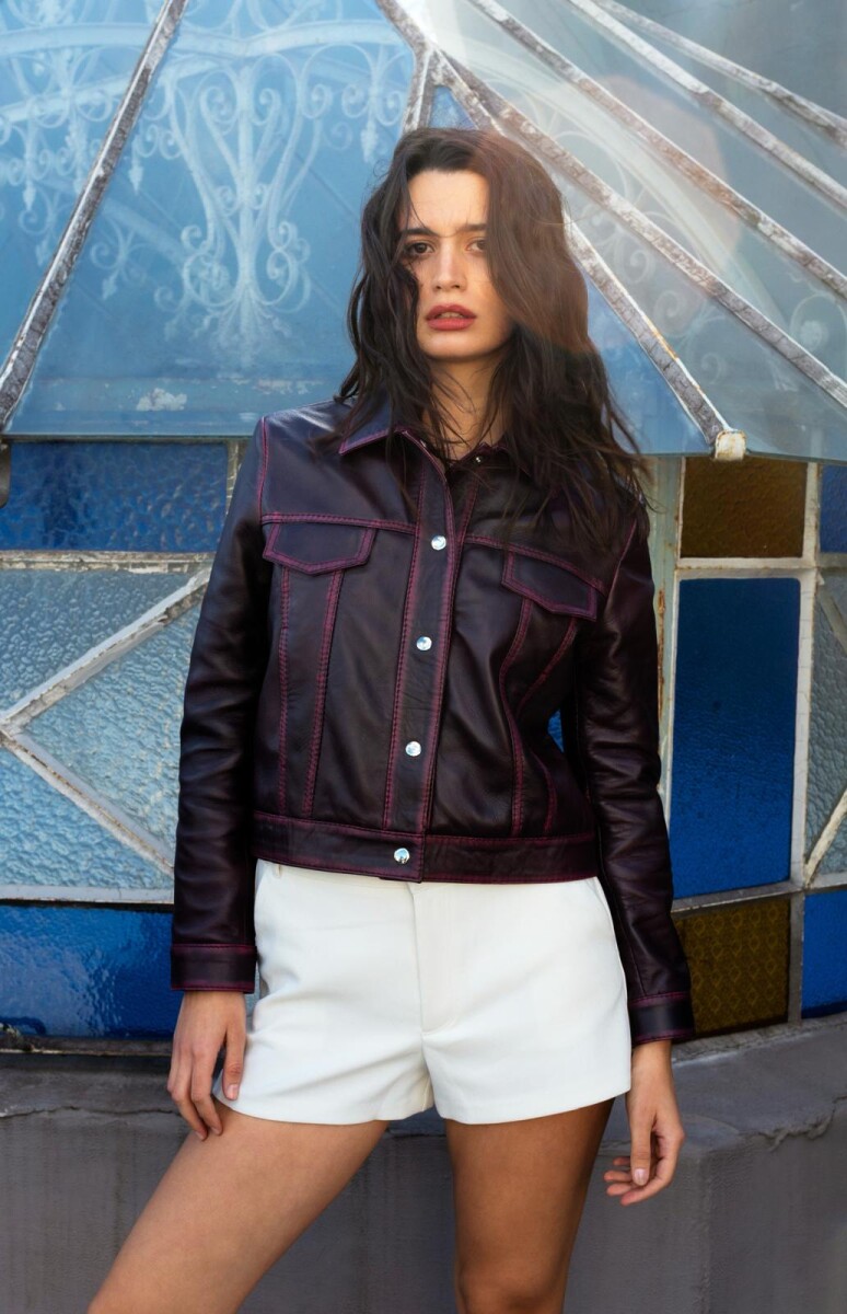 Jeanera de cuero Minerva - Bordo 