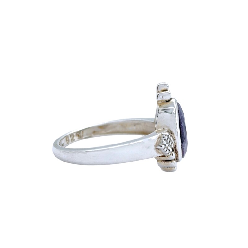 Anillo Lagrima-Plata 925-Piedra Raíz de Zafiro-AN3922 conpiedra