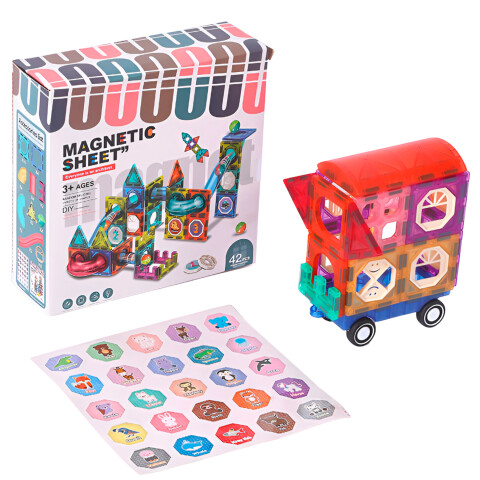 Juego De Construcción Bloques Magnéticos Infantil 42 Piezas Diseño De Colores