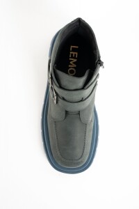 Bota Cuero Hebillas Negro