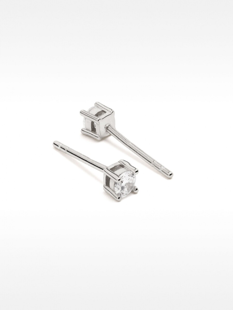 Pendientes Cortos De Plata 925 Con Circonitas plateado