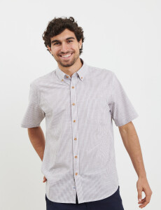 012611 CAMISA HARRINGTON LABEL Tostado / Blanco