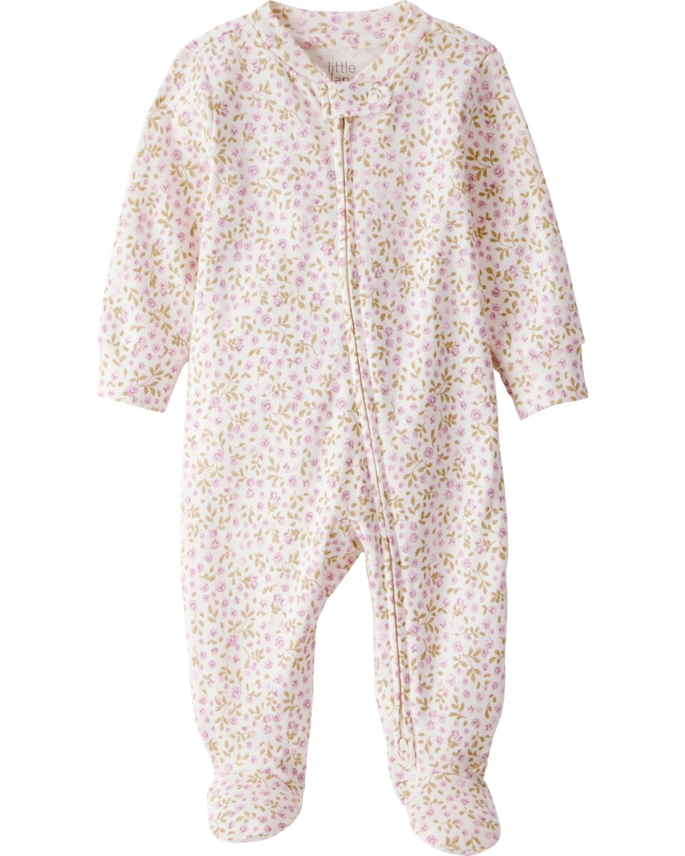 Pijama una pieza de algodón orgánico, con pie, diseño floral 