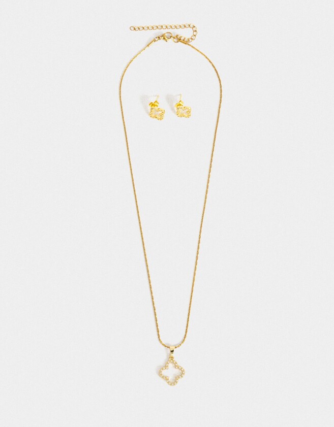 Bijouterie Set Acero quirúrgico Set De Aros Pasantes Y Cadena - Dorado