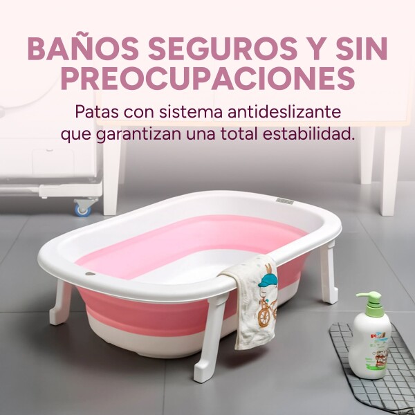 Baño Plegable Termómetro + Colchón Bebé Baby Antideslizante Color Variante Celeste