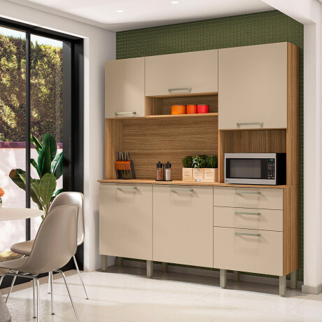 MUEBLE DE COCINA LINEA FERRARA VAINILLA Y FREIJO FULL KITS PARANA FREIJO Y VAINILLA