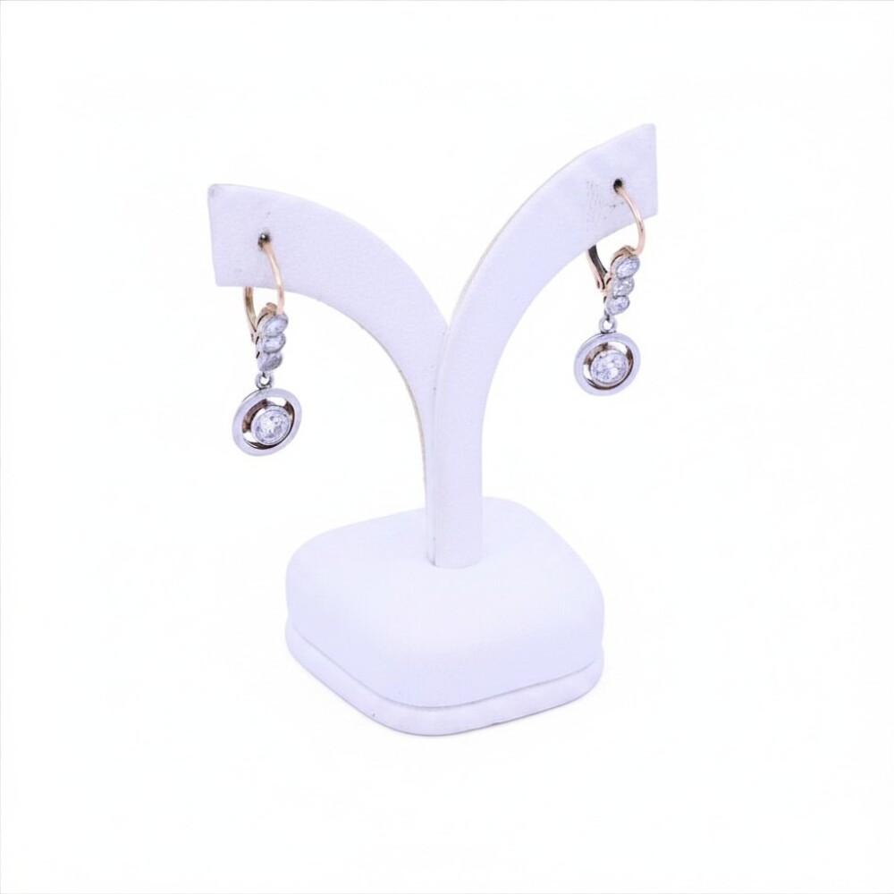 Caravanas antiguas oro 18 k platino y brillantes. Caravanas antiguas oro 18 k platino y brillantes.
