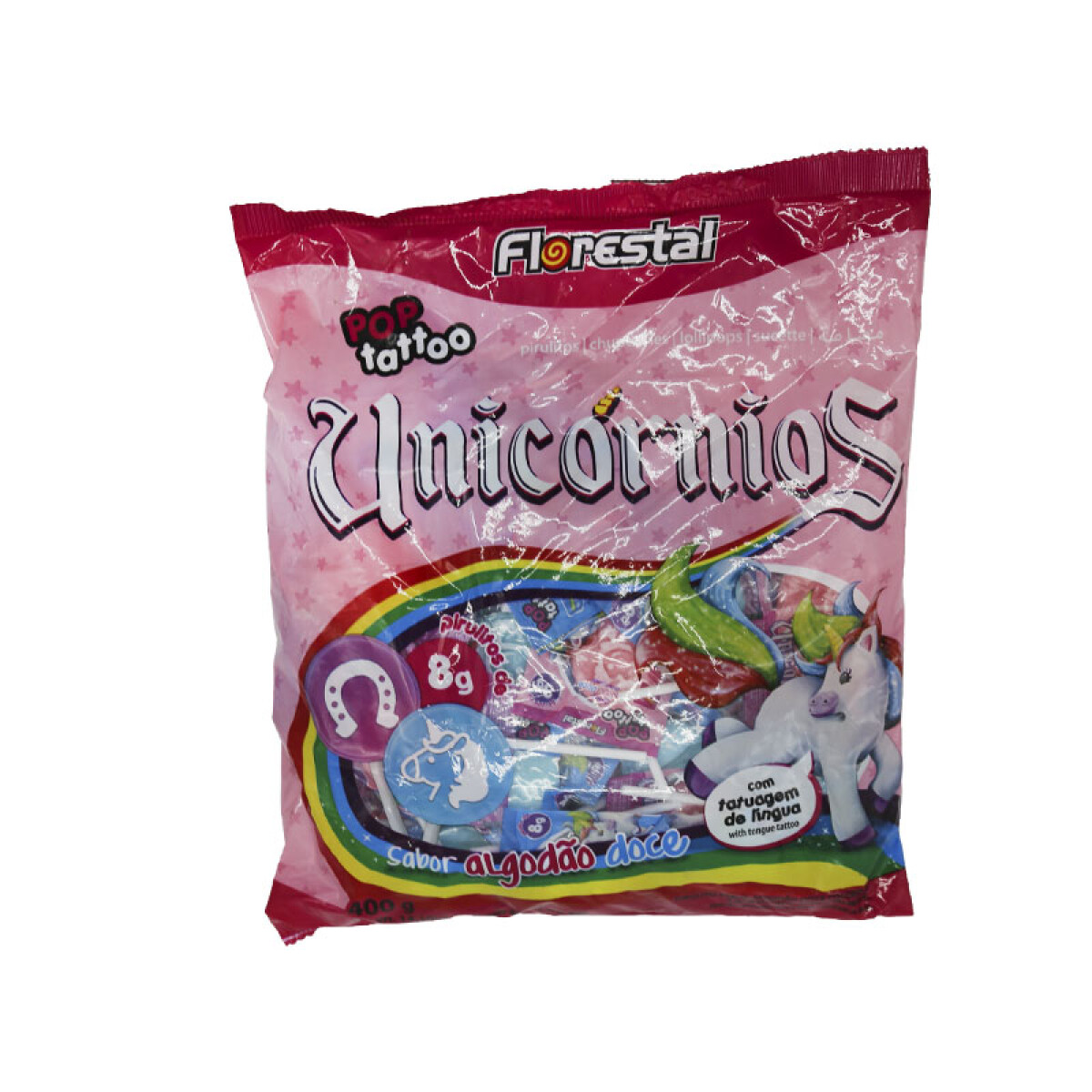 Chupetín FLORESTAL Unicornios X 50 unidades TATUAJE 8grs (400grs) 