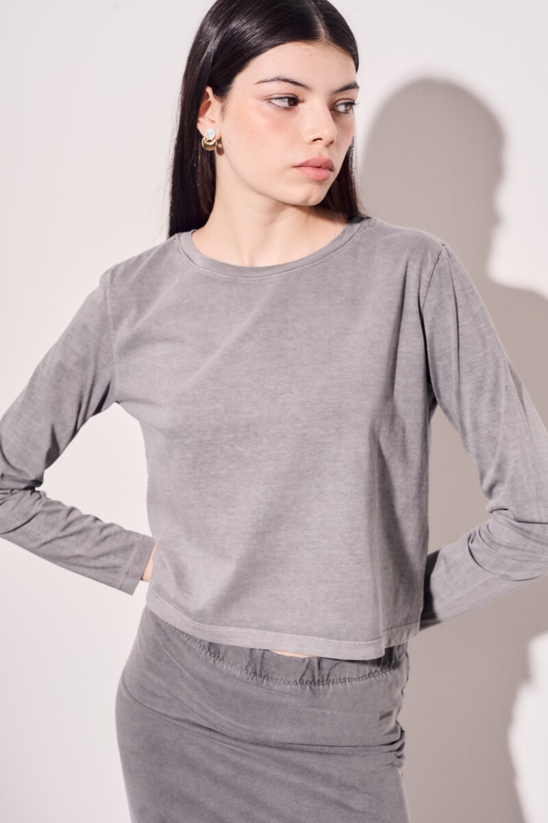 Remera Manga Larga Lavada Grafito