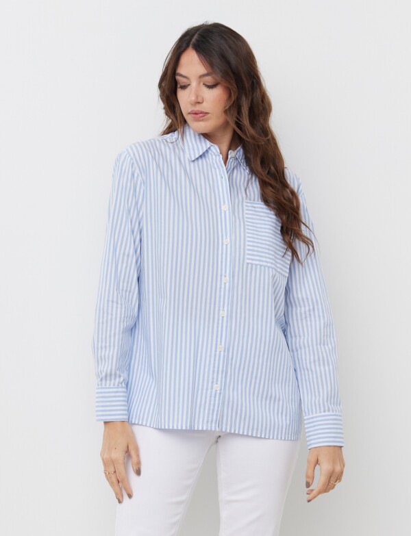 Camisa Algodon Bolsillo CELESTE/MULTI