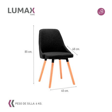 Silla de comedor Lumax modelo Harvey en tela Negro