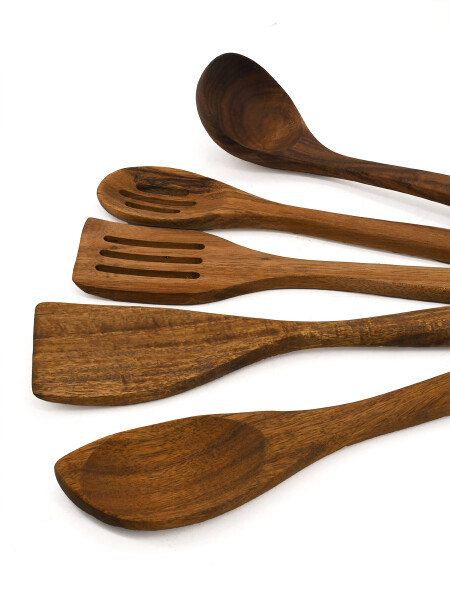 UTENSILIOS MADERA ACACIA PACK X 5 MARRON