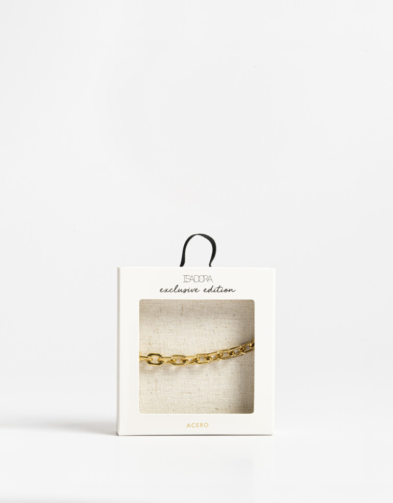 Pulseras Flexibles Metal Pulsera De Eslabones Bold Acero - Dorado