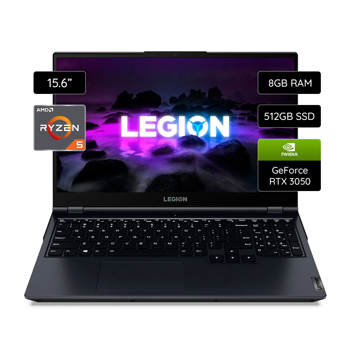 Notebook Lenovo Legion 5 Gaming 15ACH6 15.6" 512GB SSD / 8GB RAM Ryzen 5 5600H GeForce RTX 3050 - Blue 