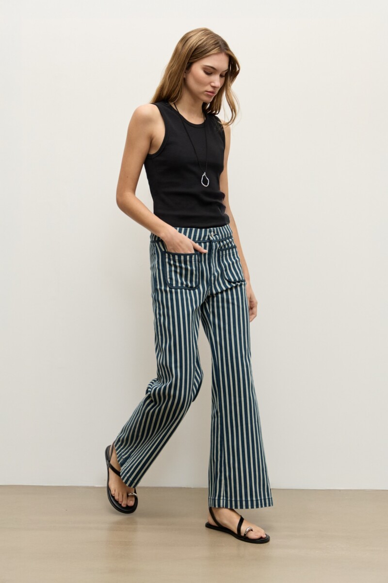 Pantalon de jean rayado azul marino