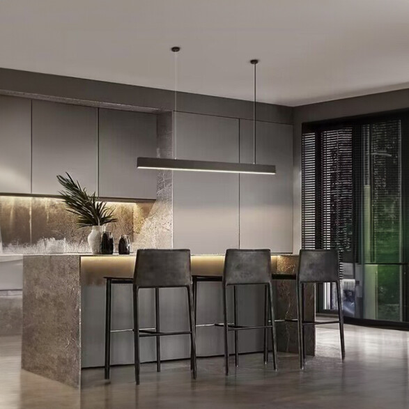 Lámpara colgante LED rectangular negra cálida 120° IX4604