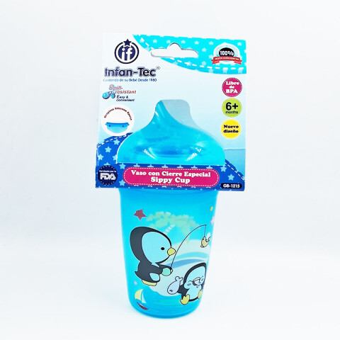 Infan-Tec vaso entrenador anti derrame 6+m 210 ml Azul