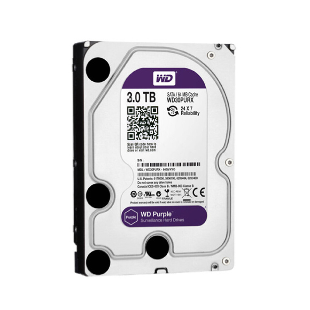 Disco duro HDD 3.5" WD Purple 3TB 64MB para DVR - Unica 