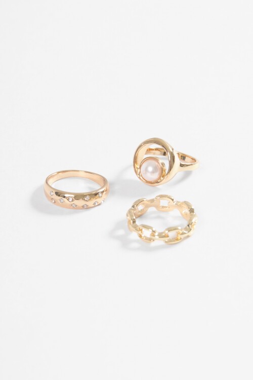 Set de 3 anillos mystic dorado