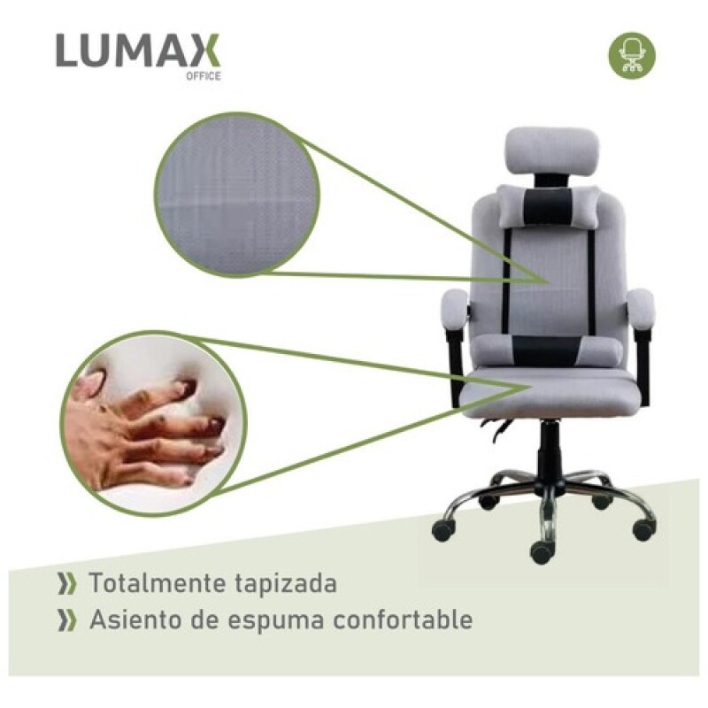 Silla Ejecutiva Lumax Wynn Ergonómica Con Asiento Respaldo Y Reposabrazos Acolchados Gris