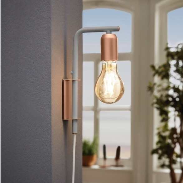 Lámpara de pared fija metal cobre, gris E27 ADRI 2 EG2027