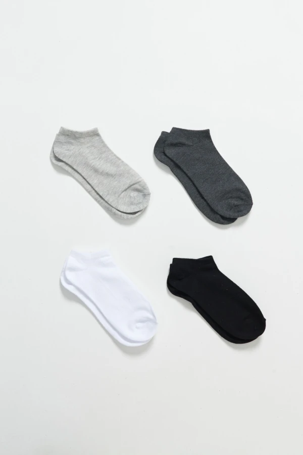 Pack x4 medias Soquete Blanco Negro Y Gris
