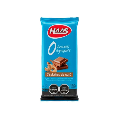 Chocolate con Castañas de Cajú 0% Azúcar 150g Haas Choco Castañas 0% 150g Haas